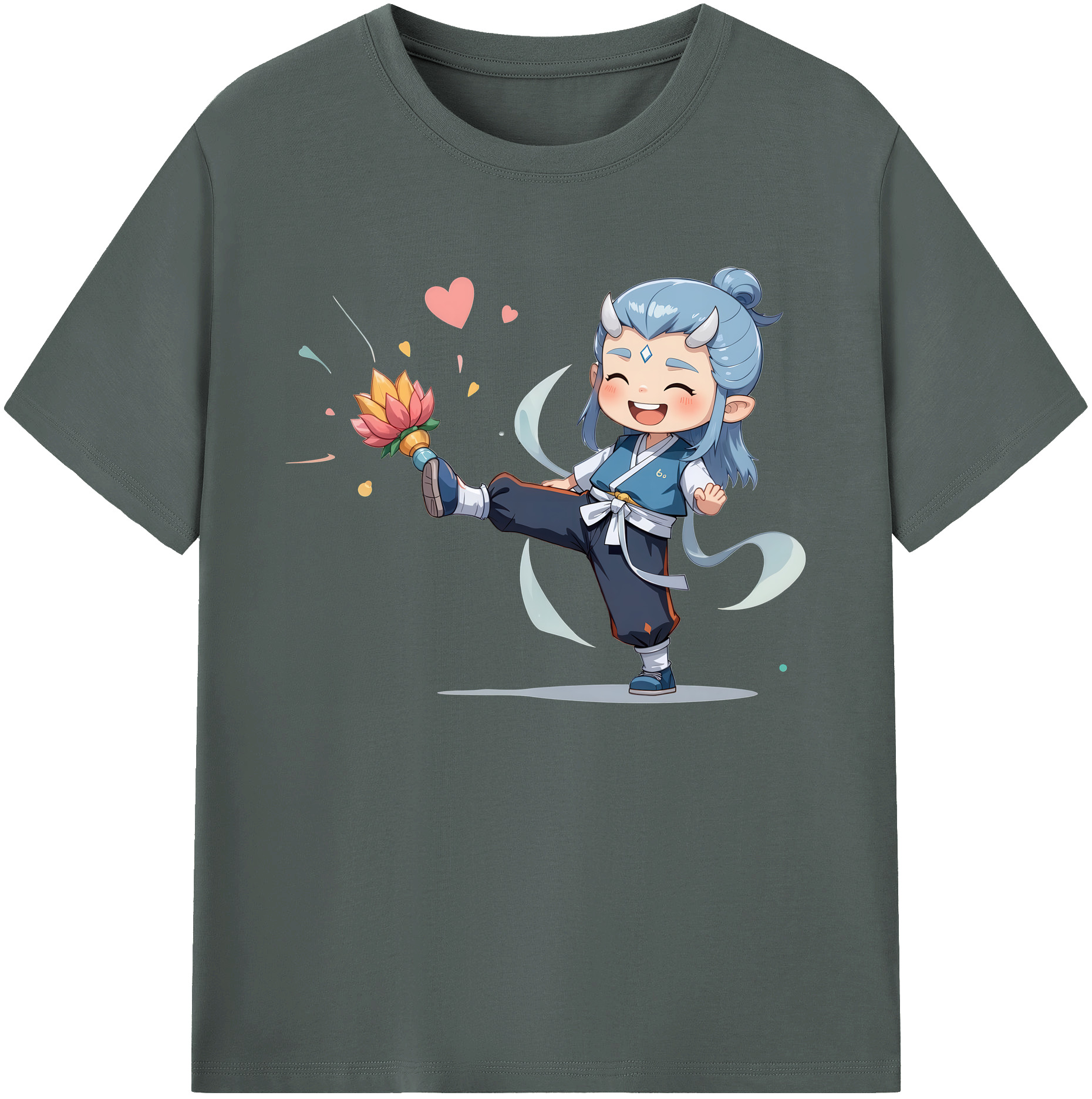 （画像用） Ne Zha 2 ナタ 魔童の大暴れ 綿100％ メンズ半袖Tシャツ｜肌触りやわらか＆通気性